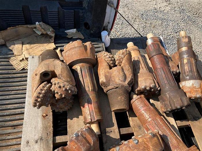 Used Lot of 8 Hammer Bits, Chuck & 2 Tri-cone Bits