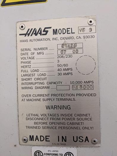 Used 2000 HAAS VF-3