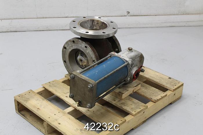 Used Jamesbury 8" 3-Way V-Ball Valve, CF8M Body #42232