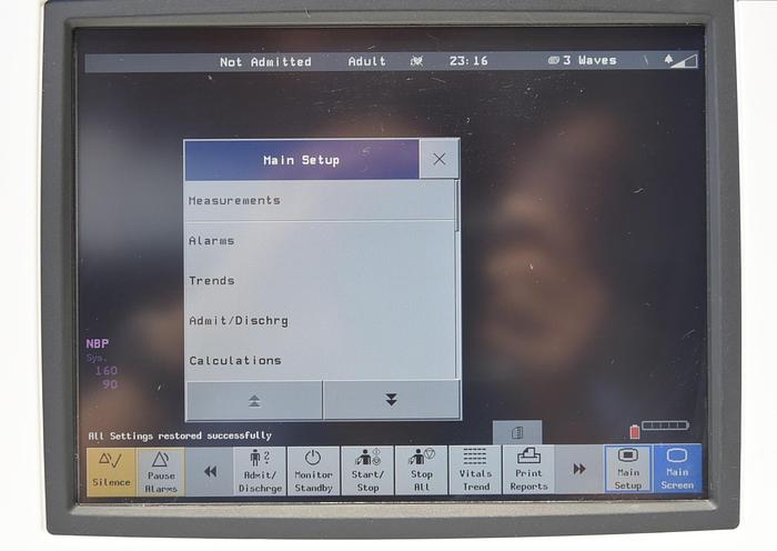 Used Philips Intellivue MP5T 865120 M8105AT Patient Monitor ECG, NBP, SPO2