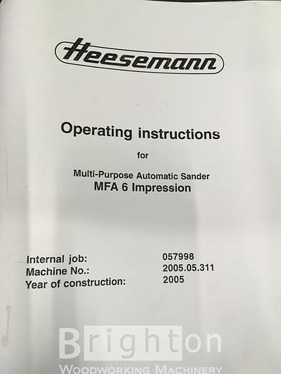 Used Heesemann  MFA 6 Impression used wide belt sander