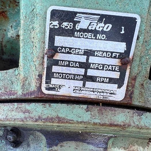 Used Pump, Centrif, 15 HP, 3" In / 2.5" Out, TACO, FE Series #C744909