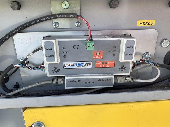 Used CONVEYOR SECTIONS, BALL, ROLLER, POWERED PLC CONTROLLED TRANSFER CONVEYOR,  SAFTEY FENCING