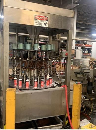 Used Packaging Dynamics 18 spout Pressure Gravity Filler  RF-10-18