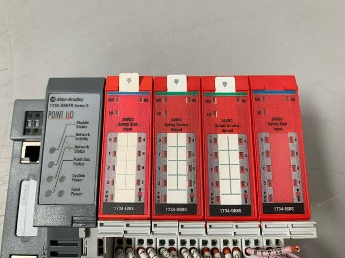 Used Allen Bradley 1734-AENTR EtherNet IP Adapter W/A-B 1734-IB8S Point Safety Inputs