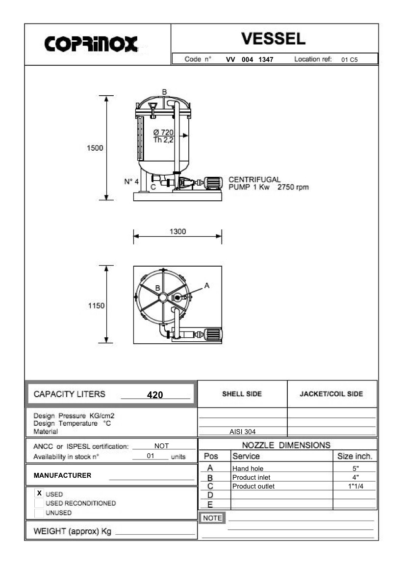 Usato Serbatoio  da 420 Litri