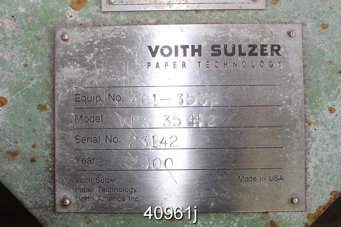Used Voith Sulzer VPS 35 Pressure Screen #40961