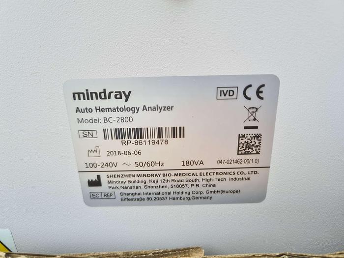 Used Mindray BC-2800 Auto Hematology Analyzer