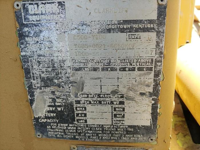 Used Clark C500-Y100 9,175 Lb 139" Fork Height Forklift - 16660