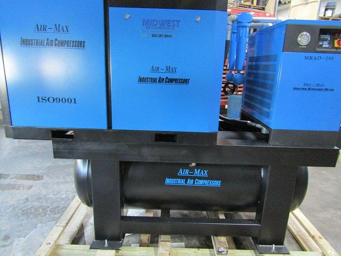 Air-Max 50hp. 208/240 VSD Industrial Rotary Screw air compressor W/dryer/filters/240 tank Air-Max Variable Speed Drive 12 Year AIR-MAX Warranty