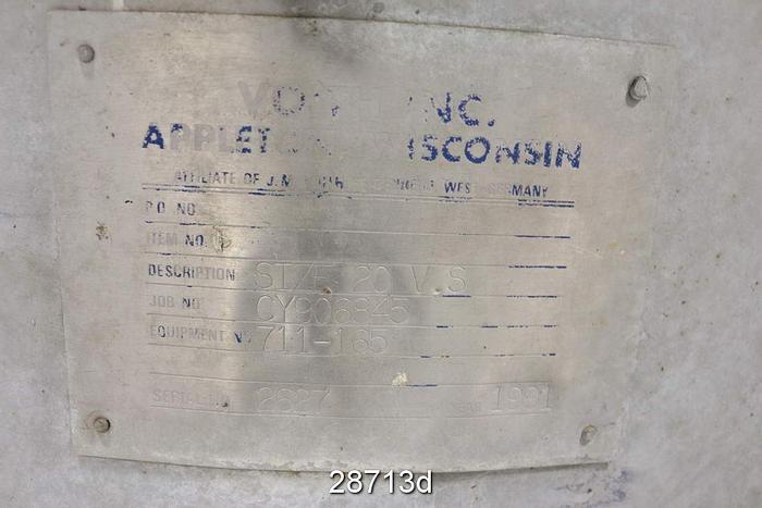 Used Voith VS 20 Pressure Screen With Multifoil Rotor #28713