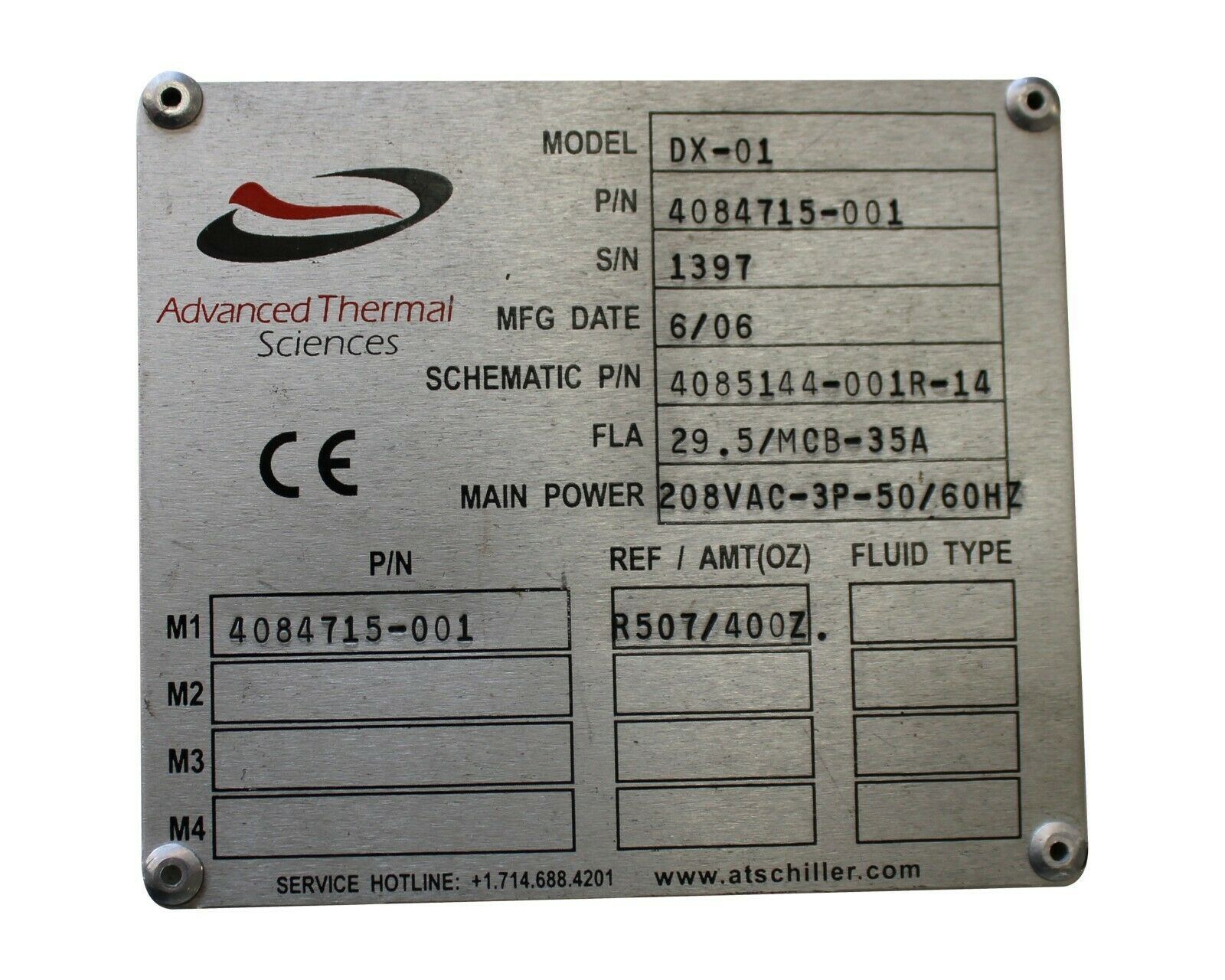 Used 2006 Advanced Thermal Sciences CHILLER 208 VAC 3P 50/60 HZ DX-01