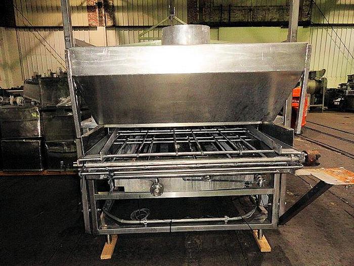 Used STEAM FIRED BLANCHER, 48" W X 16' LONG, OVERHEAD FRAMEWORK FOR HOISTING CANOPY, ALL STAINLESS STEEL M2003M