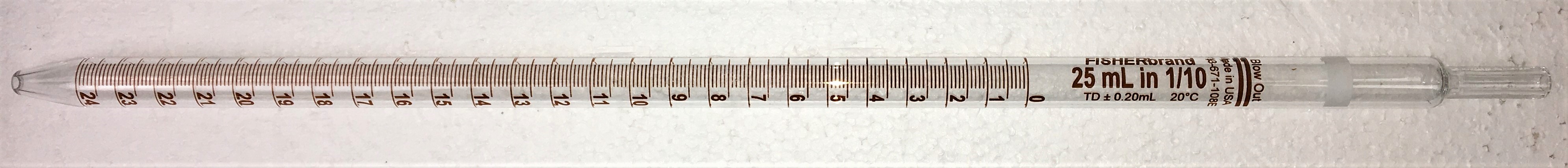 New Open Box Fisherbrand 13-671-108E Large Tip Opening Serological Pipet - 25mL in 1/10 (Pack of 5)