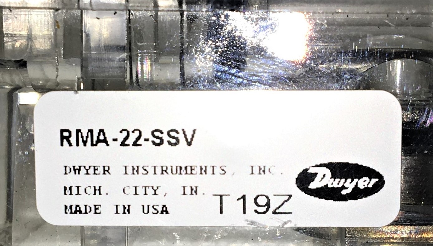 New Open Box Dwyer RateMaster RMA-22-SSV Flow Meter - 2-25 LPM Air Range