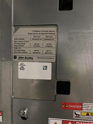 Used ALLEN BRADLEY POWERFLEX DRIVE MODEL 755