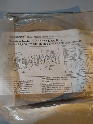 Parts Only STEARNS FRACTION DISC KIT 5-66-8472-00 (110)