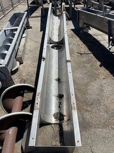 Used Stainless Steel Auger Screw Auger Trough 13' Long x 13" Wide