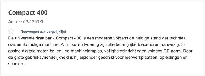 Bernardo Compact 400 (Nieuw)