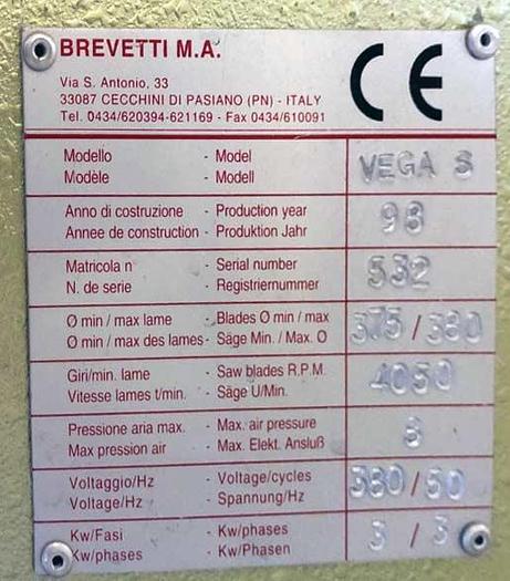 Used 1998 Brevetti M.A. / Italy VEGA S