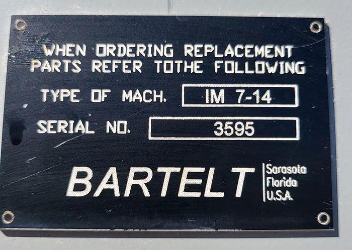 Used Bartelt Model IM 7-14 Horizontal Form, Fill & Seal Machine #S744845