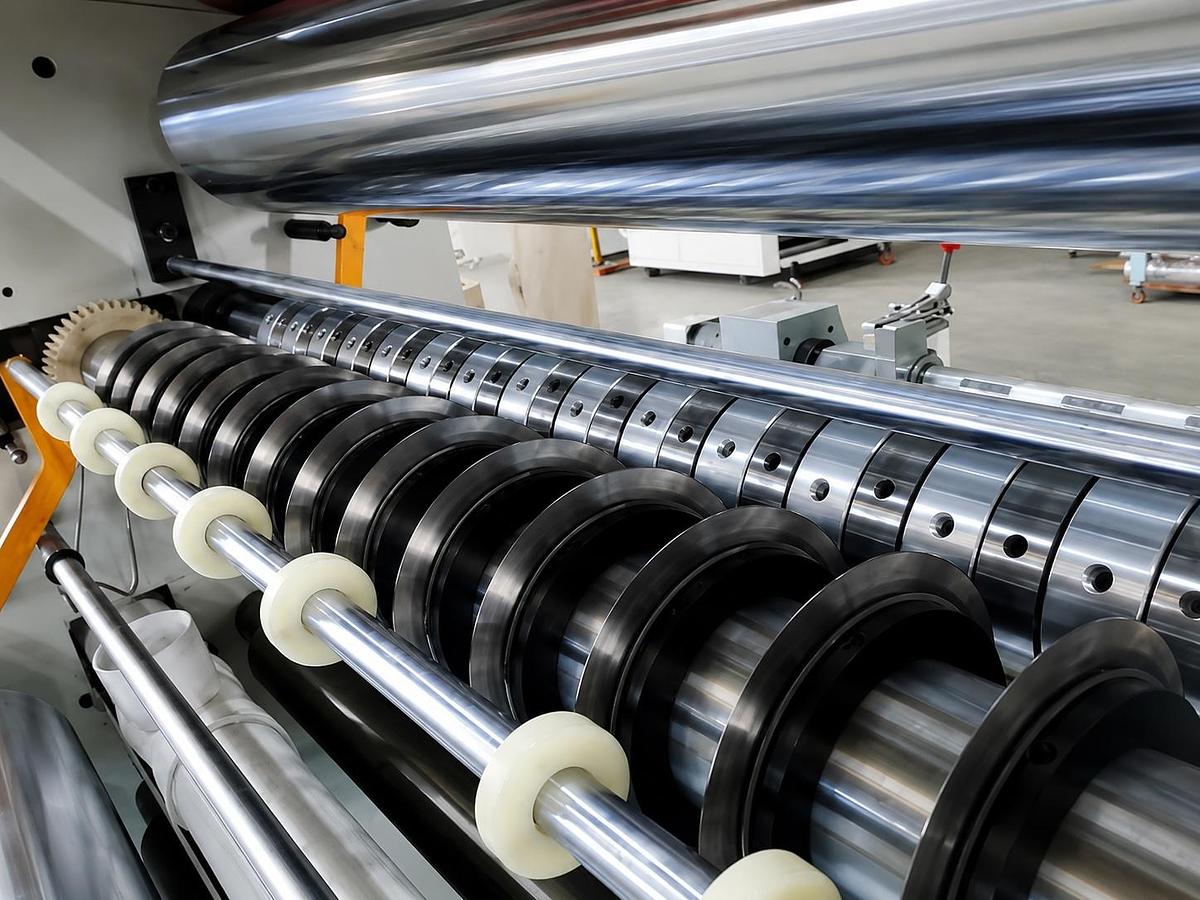 Roll slitting and rewinding machine