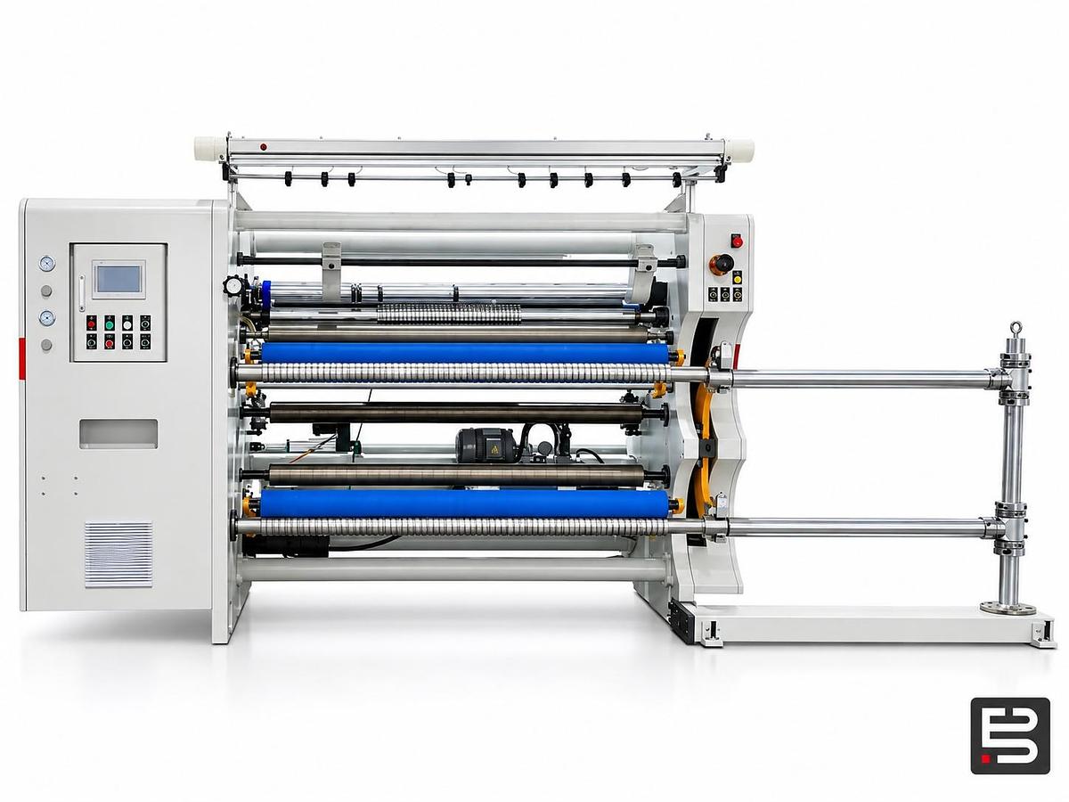 Roll slitting and rewinding machine