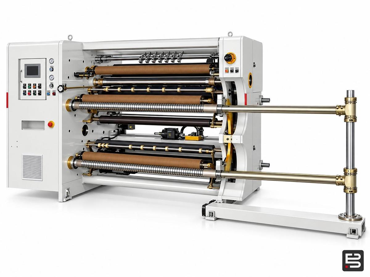 Roll slitting and rewinding machine