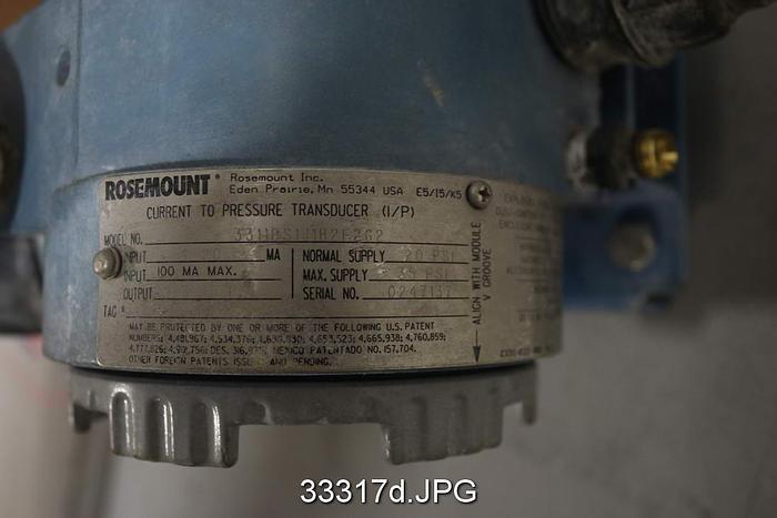 Used Rosemount 3311DS1J1B2F2G2 Current to Pressure Transducer #33317