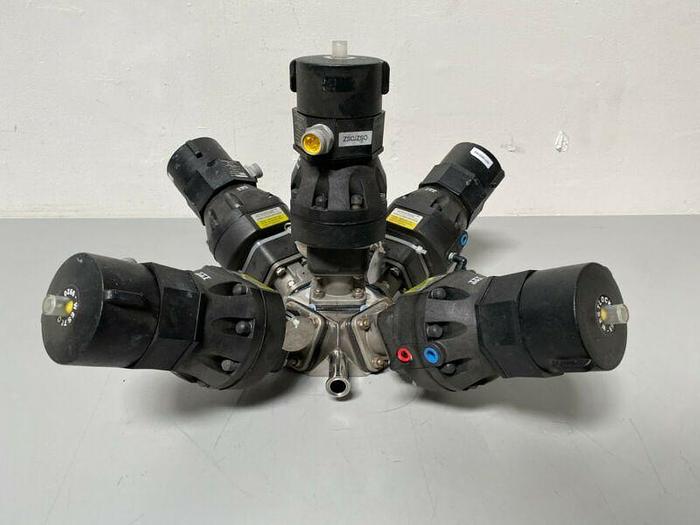 Used 5 ITT Sherotec Stainless Steel Diaphragm Valves w/ Position Monitors