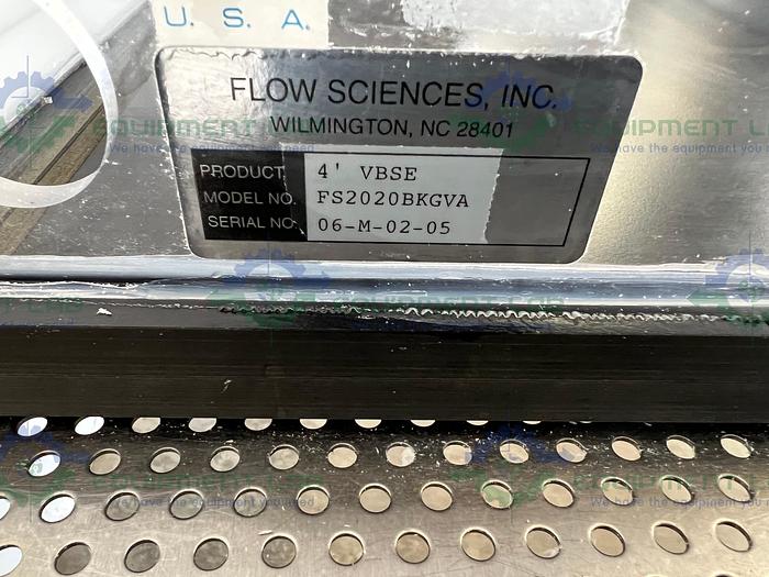 Used Flow Sciences FS2020BKGVA 4' Vented Balance Safety Enclosure w/ FS-410-SS Motor