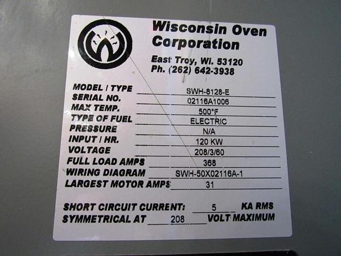 Used 2010 Wisconsin Batch Curing Oven SWH-8128-E