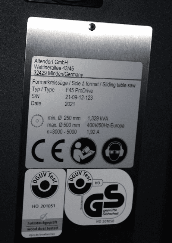 Used Altendorf F45 ProDrive - Sliding Table Saw - 2021
