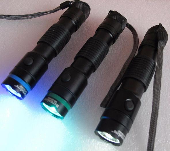 Used Military Grade BattleLite Forensic Light Flashlight Set Green Blue and White