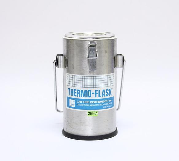 Used Lab-Line Instruments 2122 Stainless Steel Wide 1L Mouth Thermo Flask (2655A)