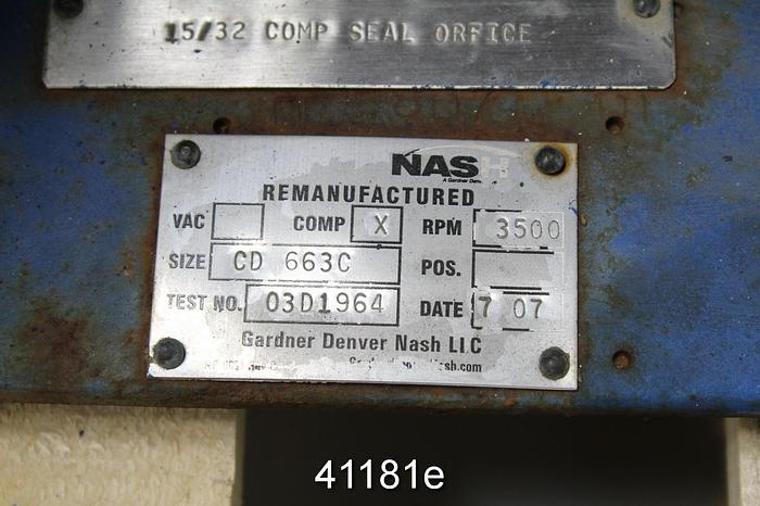 Used Nash CD663C Vacuum Pump Power End, With SS Rotor #41181