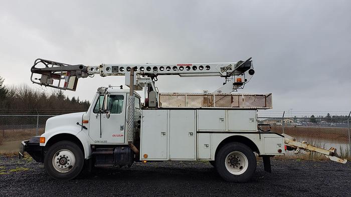 Used 1995 International 4900 w/ Telsta T40C Cable Placer Bucket Truck