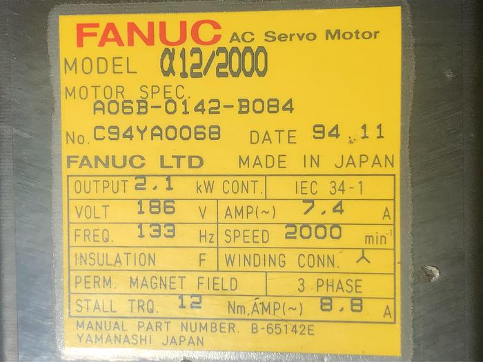 Used Fanuc A06B-0142-B084 AC Servo motor(M2)