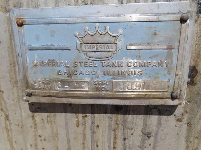 Used 6,500 GALLON IMPERIAL STEEL TANK CO. VERTICAL TANK - S/S - JACKETED