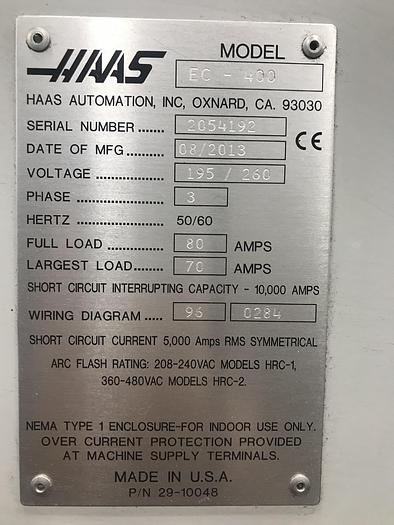 Used 2013 HAAS EC-400 4-Axis CNC Horizontal Machining Center