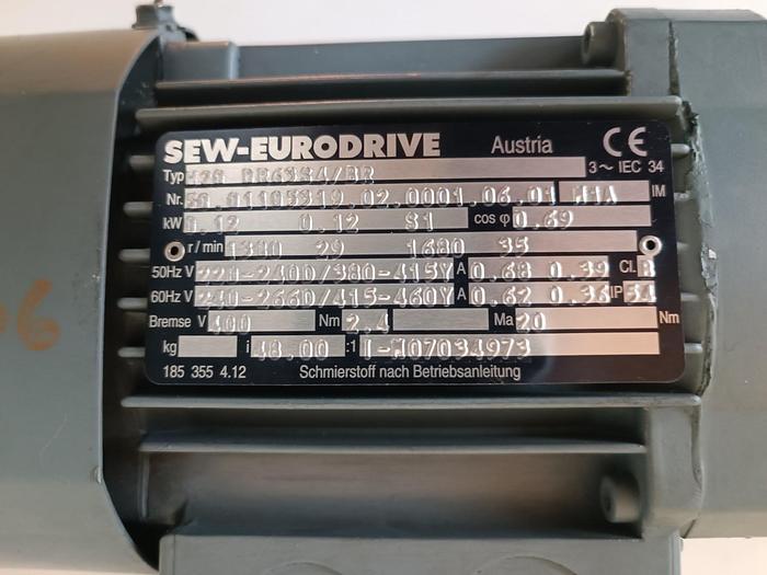 Gebraucht Getriebemotor, 29rpm, 20Nm, M20-Dr63S4/BR, SEW Eurodrive, neuwertig
