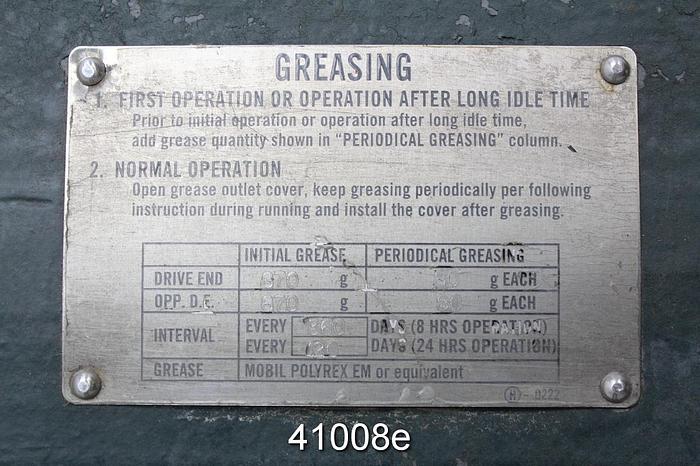 Used Toshiba 300 HP A/C Motor, 300 Hp, 890 Rpm, 460 Volts #41008