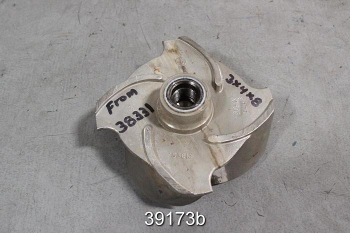 Used Goulds 3196 3x4x8 Pump Impeller, 4-Vane, SST, 53813 #39173