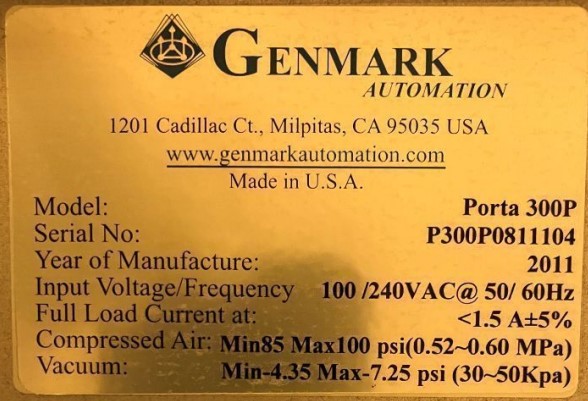 Used 2011 Genmark Porta300P