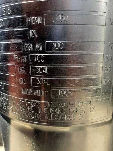 Used Reactor, 396 Gallon, 316L S/st, Jkt, 50 PSI, Agit, Precision #S744214