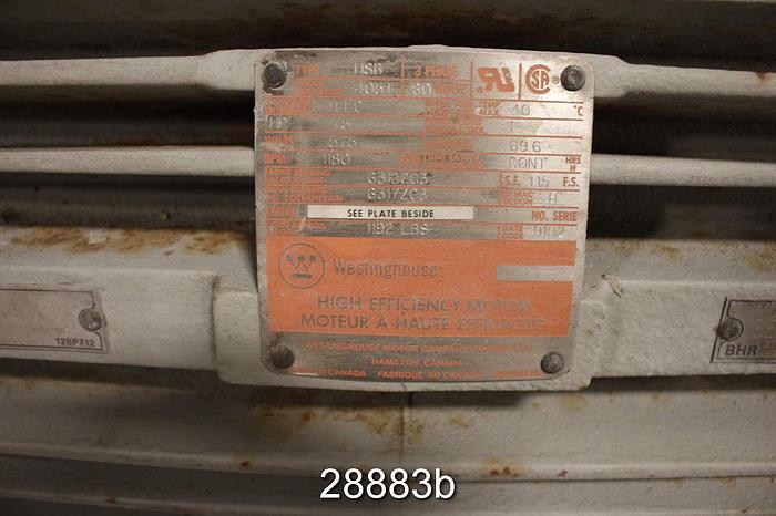 Used Westinghouse HSB AC Motor, 75 Hp, 1180 Rpm #28883