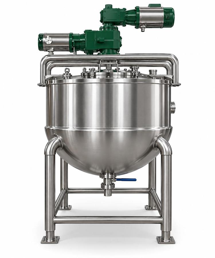 100 Gallon Stainless Steel Steam Jacketed Kettle with Agitator