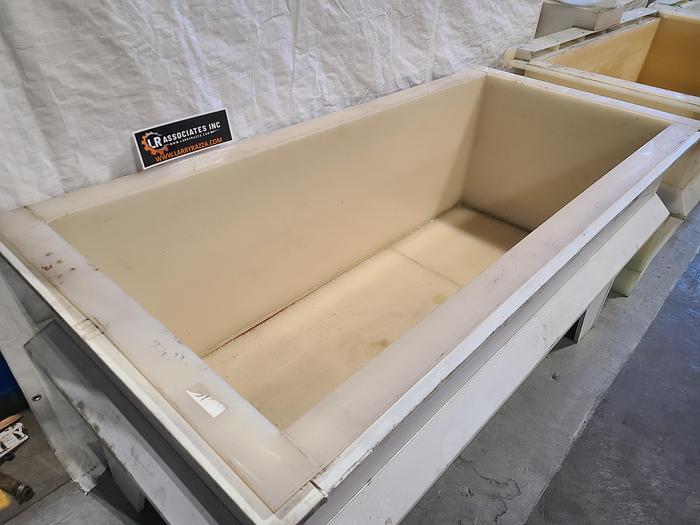 Used PVC Plastic Tank Double Wall with side and bottom support 70" x 28" x 29" D Hot Liquid