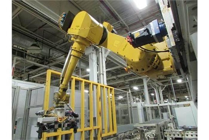 Used FANUC GANTRY ROBOT SYSTEM WITH M710iB/70T ROBOT 8' TALL X 10,200 MM TRAVEL RJ3iB CONTROLLER