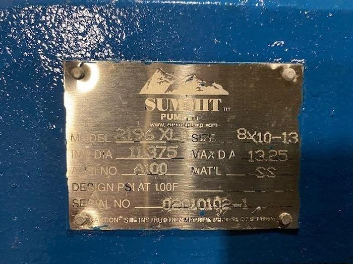 Used SUMMIT PUMP MDL. 2196 XLO  8X10-13 PUMP S/S